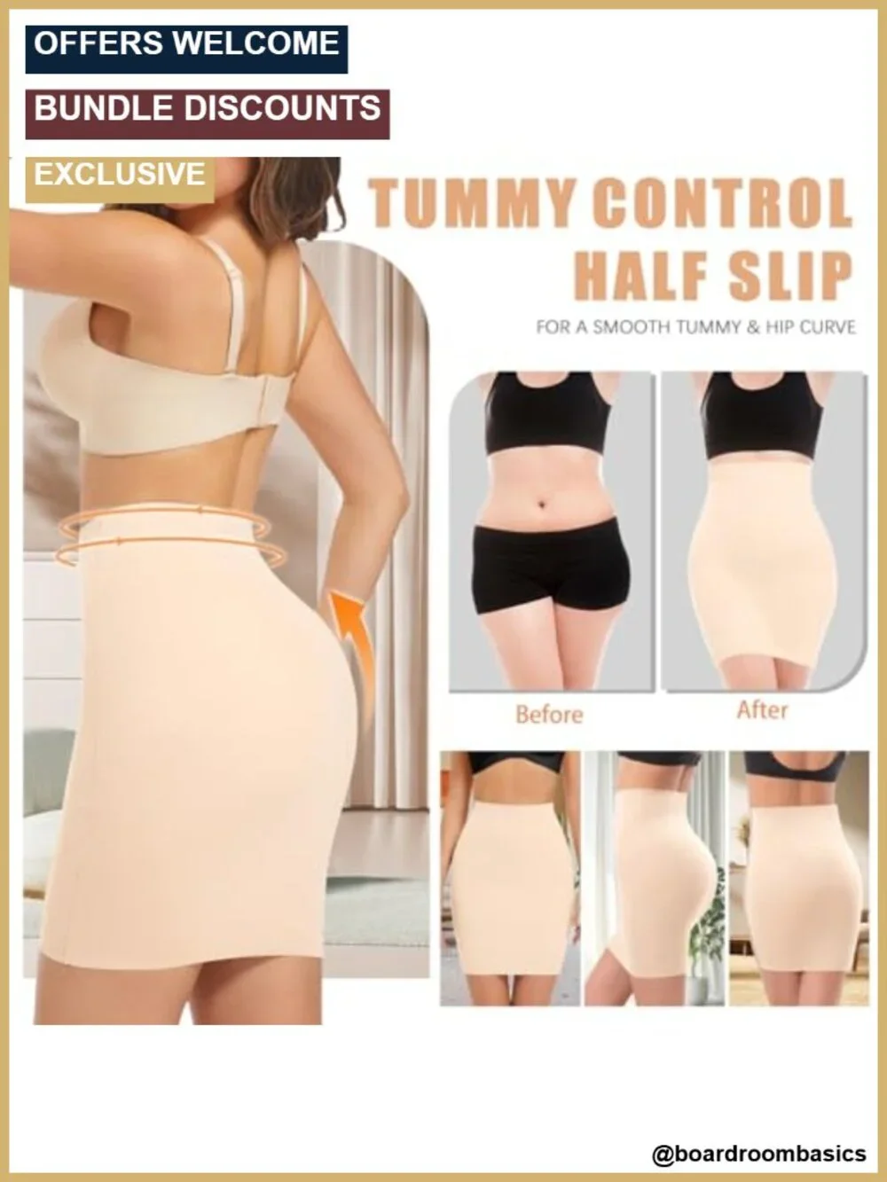 Seamless Shapewear Slip Dress Tummy Control Half Slip Skirt Body Shaper Under